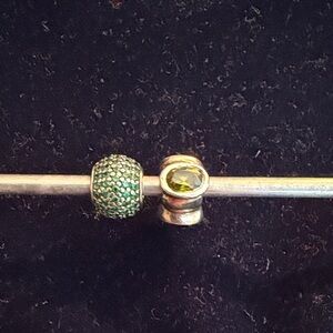 Pandora Elegant Green and Sterling Silver Charms